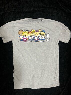 Peanuts Gray Short Sleeve Tee with Colorful Peanuts Lineup